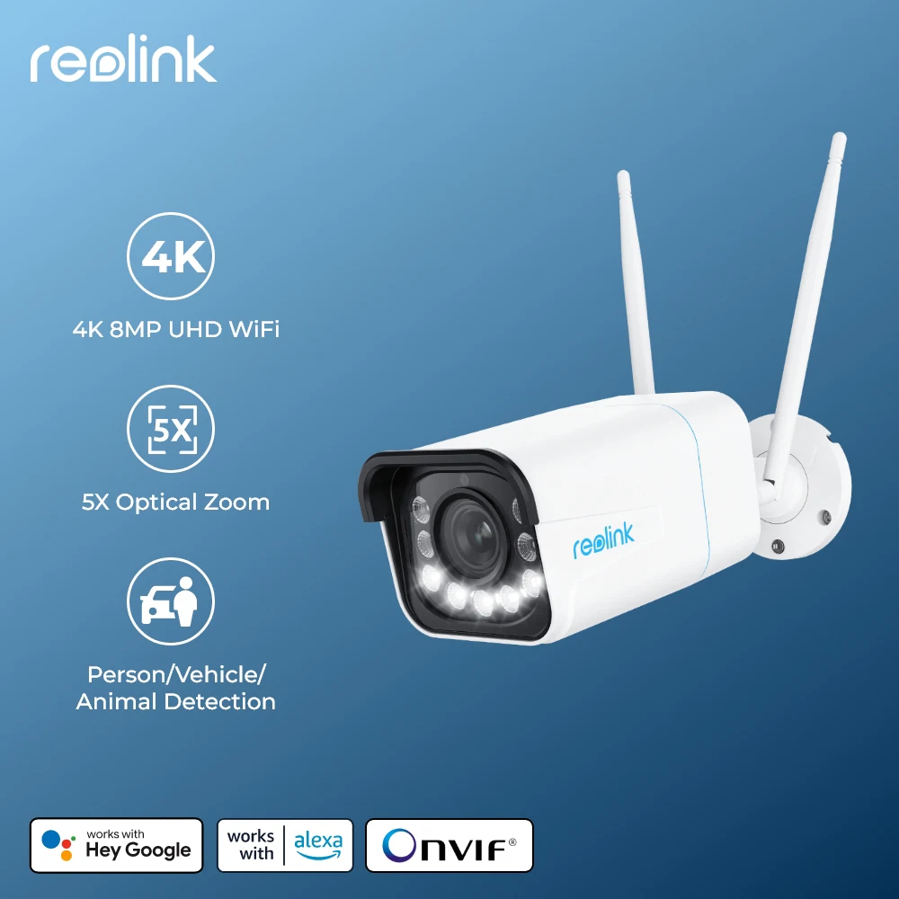 Reolink 4K 보안 카메라 스마트 감지 8MP Wi-Fi 6 기술 감시 카메라 Onvif 2.4G/5Ghz 무선 5MP 실외 IP 카메라