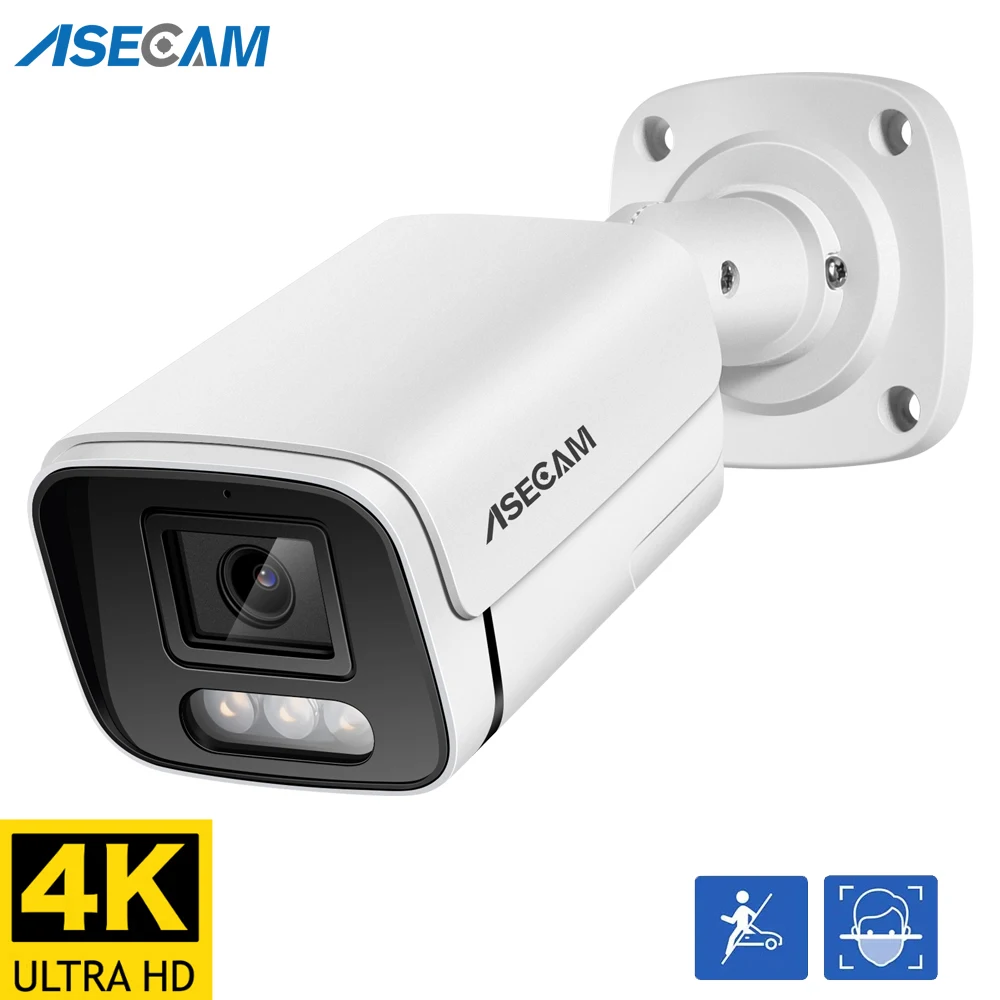 8MP 4K IP 카메라 야외 Ai 얼굴 감지 H.265 Onvif 불렛 CCTV RTSP 색상 야간 시야 4MP POE 인간 음성 보안 카메라