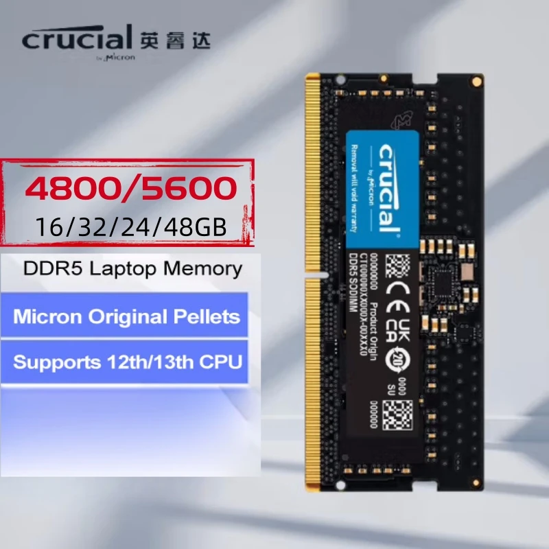 Crucial RAM 16GB 24GB 32GB 48GB DDR5 4800MHz 5600MHz 262핀 SO-DIMM 1.1V CL40 CL46 노트북 메모리용