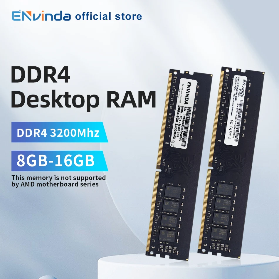 ENVINDA DDR4 PC RAM Memoria 8GB 16GB 3200MHz DIMM 데스크탑 컴퓨터 메모리 Rams 지원 없음 AMD 마더보드