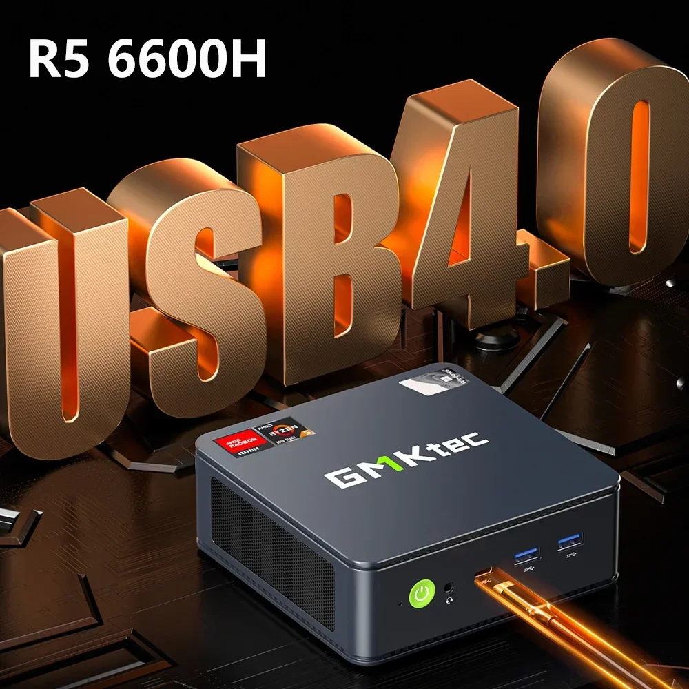 GMKtec M6 Ryzen 5 6600H 미니 PC Windows 11 DDR5 4800Mhz 8GB 500GB Nvme SSD WIFI6 BT5.2 트리플 디스플레이 데스크탑 게임용 컴퓨터