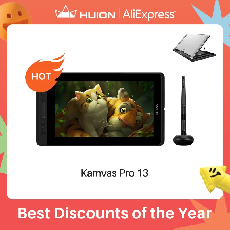 HUION KAMVAS Pro 13 GT-133 펜 디스플레이 디지털 그래픽 태블릿 모니터 배터리 없음 8192 레벨 펜 드로잉 모니터 틸트 기능