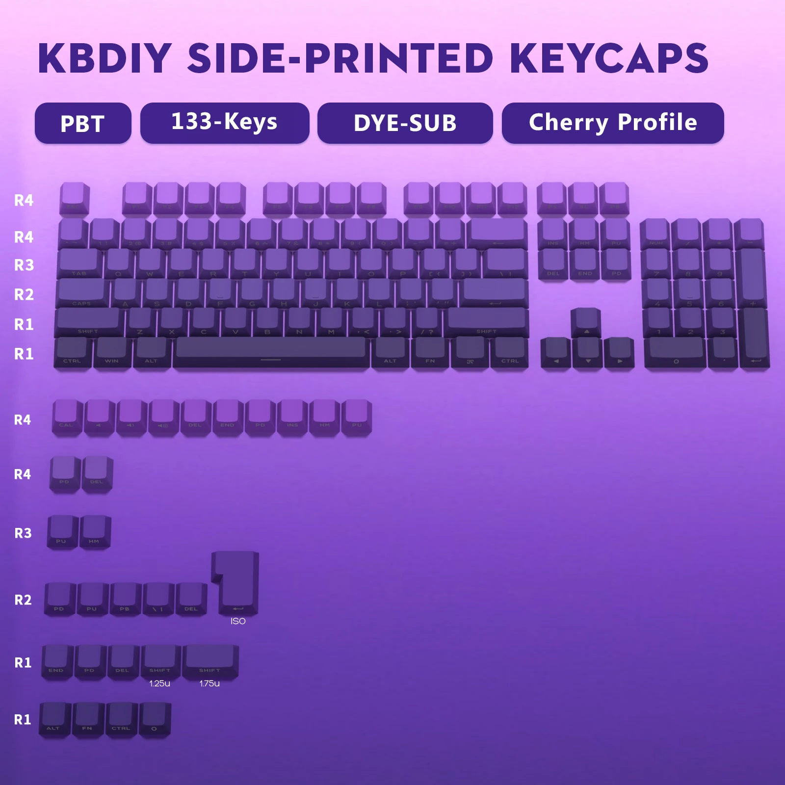 KBDiy 더블 샷 PBT 그라데이션 퍼플 키캡