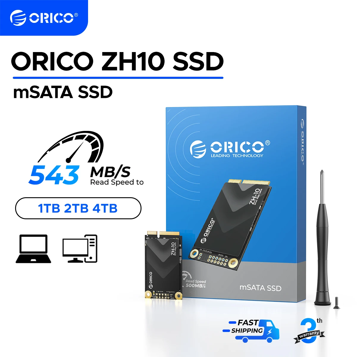 ORICO ZH10 mSATA SSD SATA III 6Gbps 3D NAND 내장 솔리드 스테이트 드라이브 128GB 256GB 512GB 1TB 노트북 용 Ultrabooks Desktop-ZH10