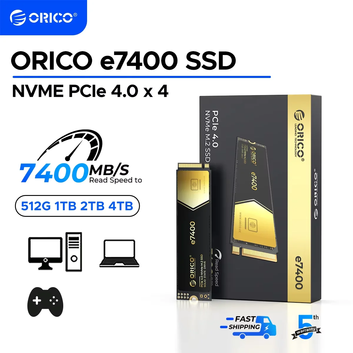 ORICO 게이밍 PCIe4.0 M.2 NVMe SSD PS5