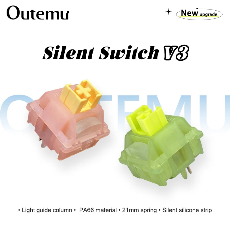 Outemu Silent Peach V3 스위치 Lubed Silent Lemon V3 스위치 기계식 키보드 선형 촉각 5Pin 핫 스왑 PA66 Pre Lubed POM