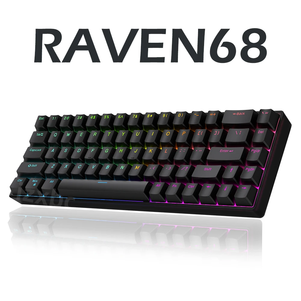 Raven68 교체 가능한 자기 스위치가 있는 유선 기계식 키보드 8K 반환 속도 사용자 정의 키 범위 빠른 트리거 E-스포츠 게이머