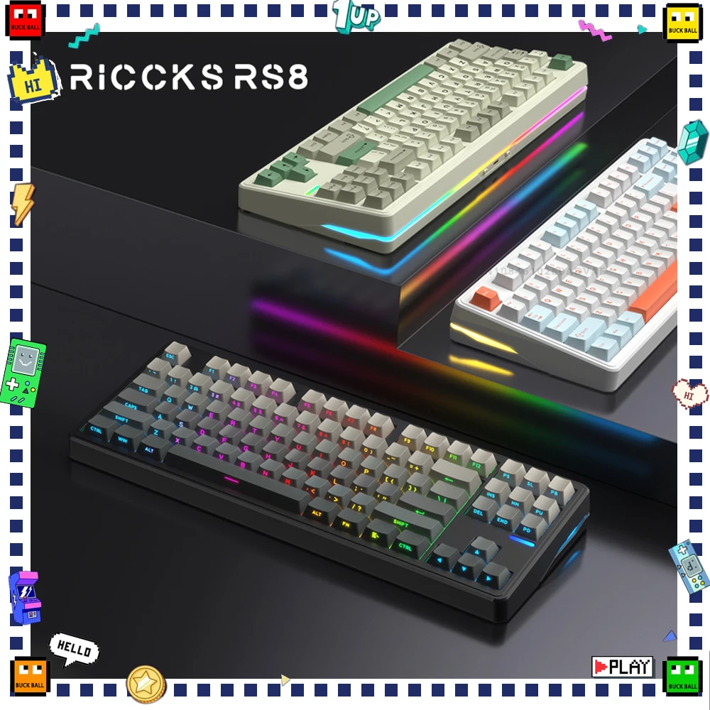 Riccks RS8 기계식 키보드 트라이 모드 무선 키보드