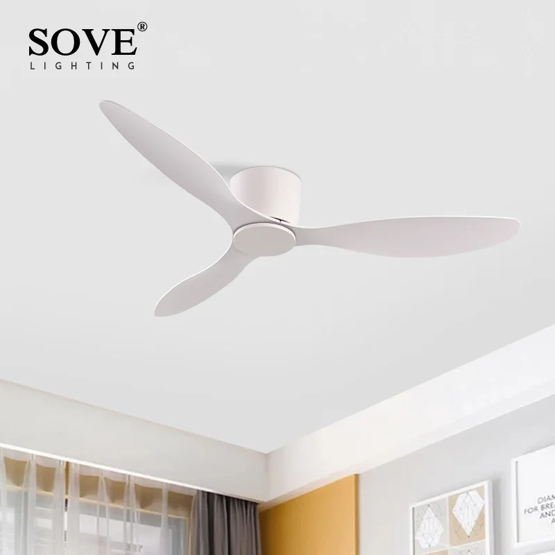 SOVE 현대 블랙 화이트 낮은 층 DC 모터 30W 천장 팬 원격 제어 간단한 천장 팬 빛 홈 팬 220V
