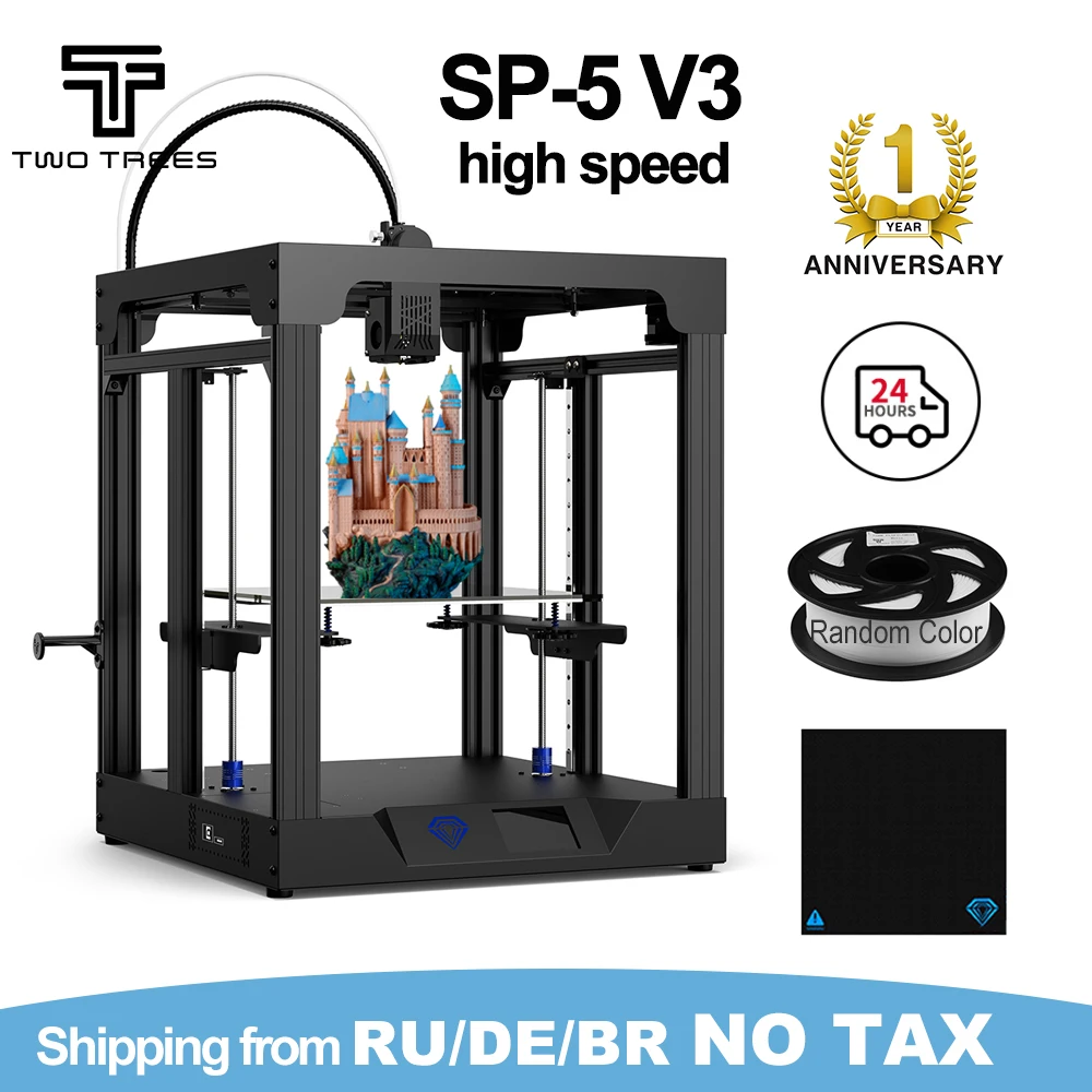 Twotrees 3D 프린터 SP-5 V3 고속 인쇄 코어 XY 350 m/s 이중 Z축 자동 레벨링 직접 압출기