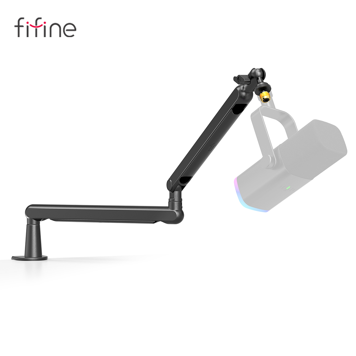 FIFINE 조정 가능한 로우 프로파일 암 마이크 스탠드(케이블 관리/데스크 마운트 포함)
