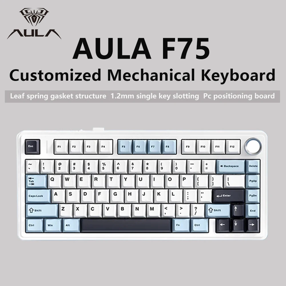 AULA F75 2.4G 무선/블루투스/유선 게임용 기계식 키보드 RGB 맞춤형 75% 레이아웃 OEM 프로필 가스켓 구조